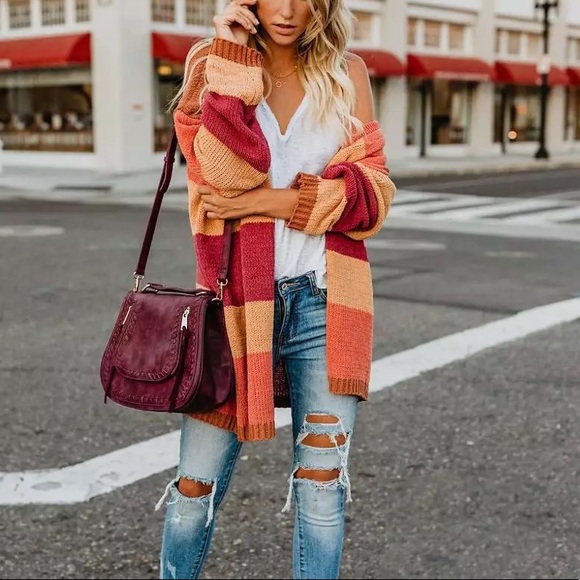 Gracey’s Sweaters - GRACEY’S / Color Block Oversized Pullover Cardigan